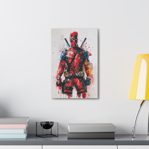 Canvas art print of Deadpool Merc with a Mouth Madness 18x12.