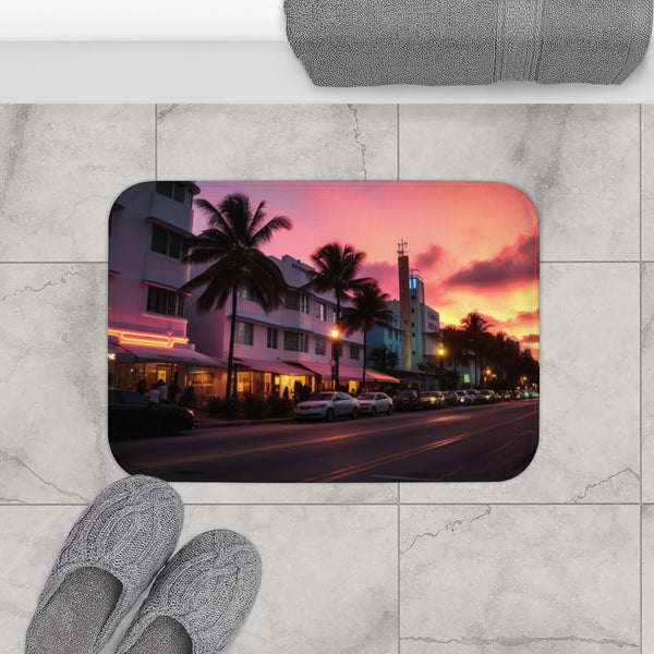 Miami Evening — Non-Slip Bath Mat — Bathroom Floor Lifestyle View