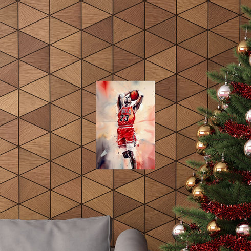 Michael Jordan Chicago Bulls Basketball Poster, Matte Indoor Paper, 12"x18" Art.