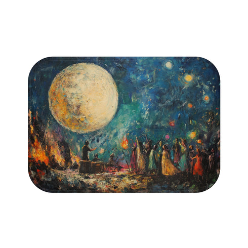 "Midnight Moonlight Festival Bath Mat"