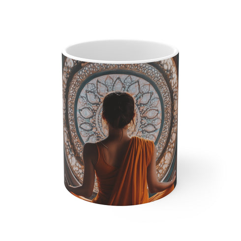 Mindful Meditating Woman Mandala Mug