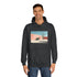 Minimal Desert Scene with Sharp Shadows Graphic Unisex College Hoodie - Lifestyle Model View