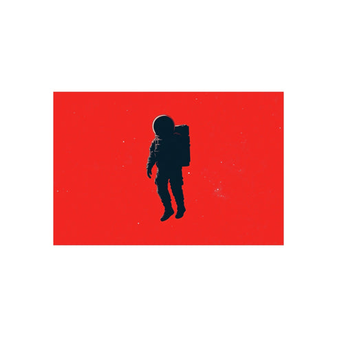 Minimalist Astronaut Silhouette Red Background
