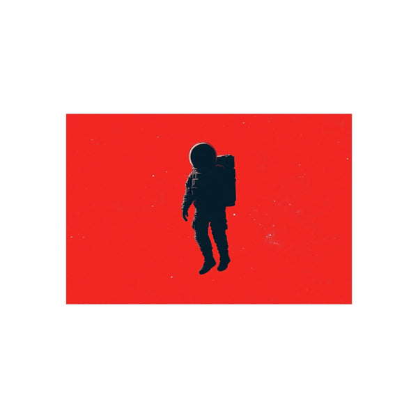 Minimalist Astronaut Silhouette Red Background