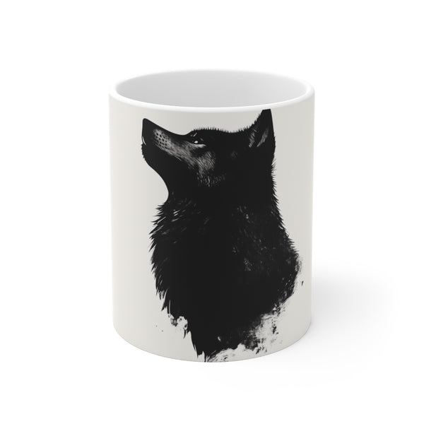 Minimalist Black and White Wolf Mug