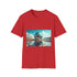 Mirror Planet Reflecting Earths Dreams Graphic Unisex Softstyle T-Shirt - Red Variant