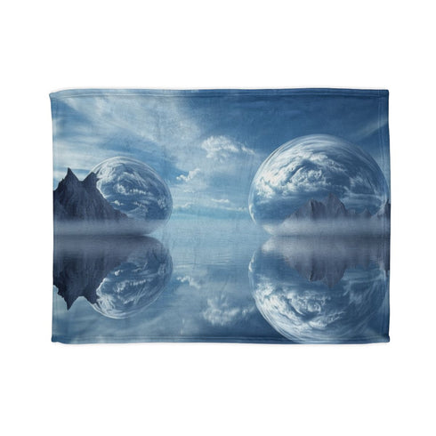 Mirror Sea Reflecting Alternate World Plush Fleece Throw Blanket