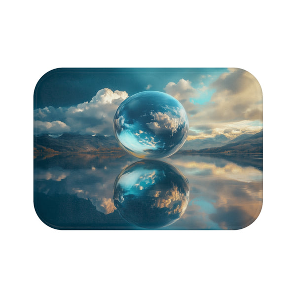 "Mirrored Planet Bath Mat Design"