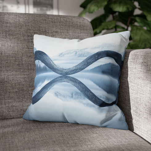 Mirrored River Bending Into Infinity Loo — Double-Sided Cushion Cover — Sofa & Armchair Living Room Lifestyle View