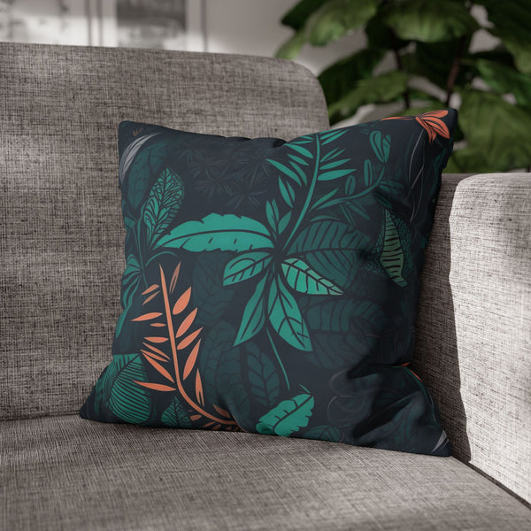 Botanical Tropical Leaves Square Cushion Cover - Product in Use