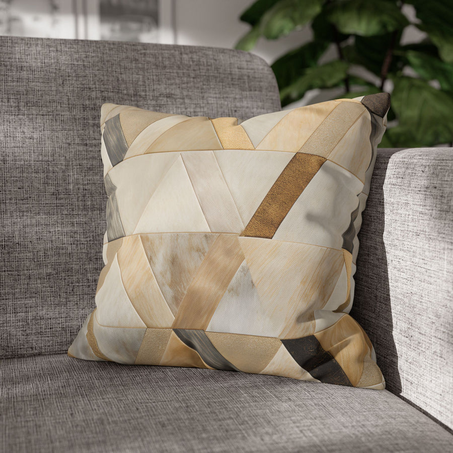 Pearl & Gold Modern Kilim Geometric Square Cushion Cover - Product in Use