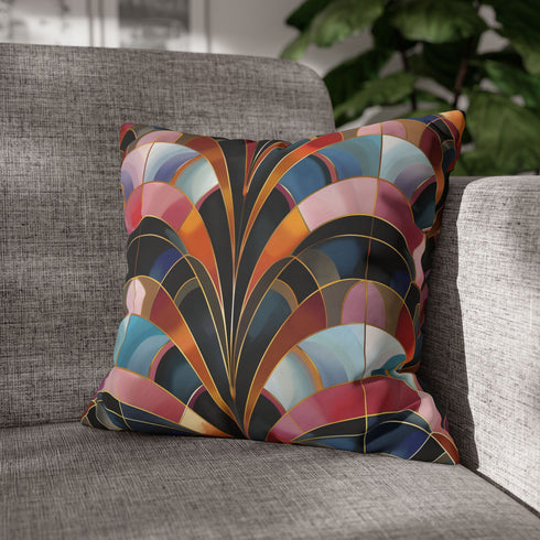 Art Deco Gold & Emerald Geometric Square Cushion Cover - Product in Use