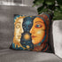 Celestial Sun & Moon Sacred Mandala Square Cushion Cover - Product in Use