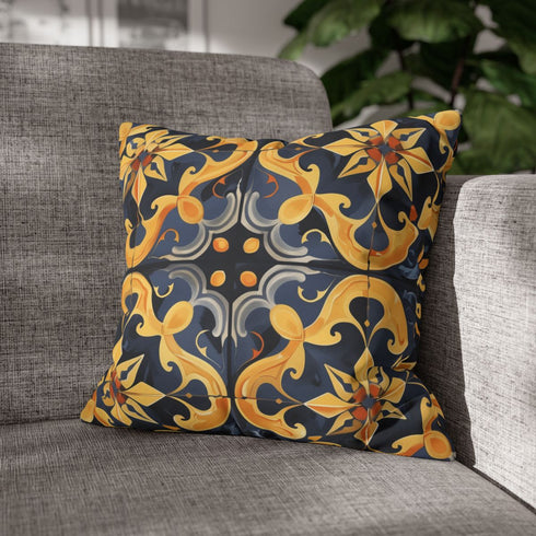 Mediterranean Artisan Ceramic Tiles Seamless Square Cushion Cover - Product in Use Lifestyle View | Prints With Passion