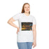 Midnight Sky Garden Blooming Stars Graphic Unisex Softstyle T-Shirt - Product in Use