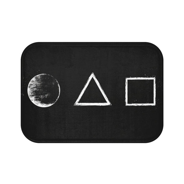 "Modern Black Geometric Bath Mat"