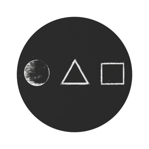 "Modern Geometric Black Round Rug"