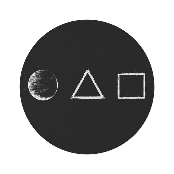 "Modern Geometric Black Round Rug"