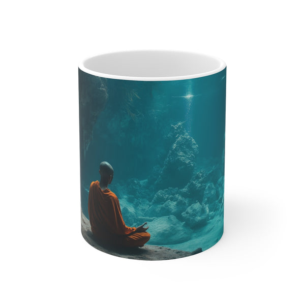 Monk Meditating Cave Underwater Mug
