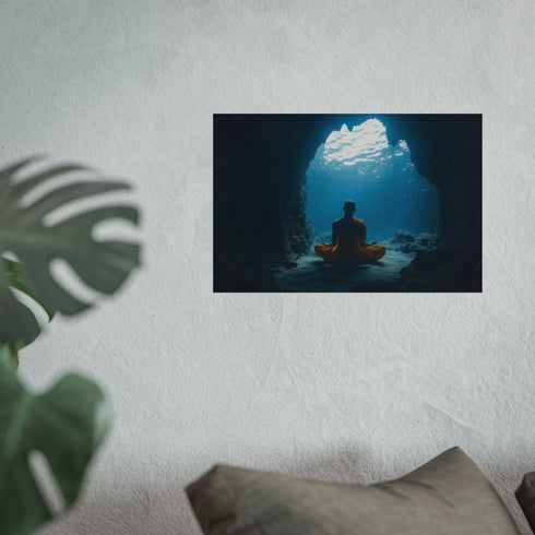Monk Meditating in Underwater Cave