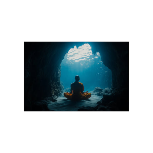 Monk Meditating in Underwater Cave