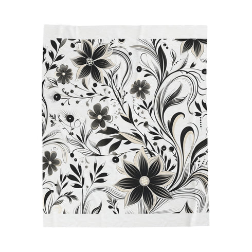 "Monochrome Maze Plush Throw"