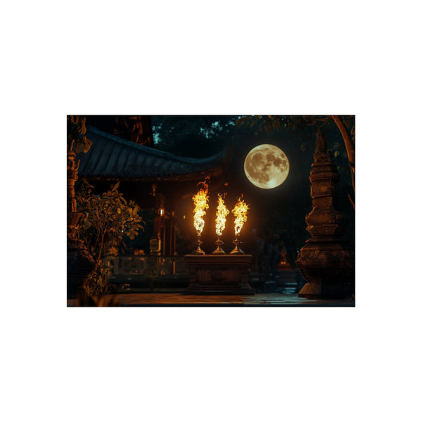 Moonlight Temple Levitating Torches Poster