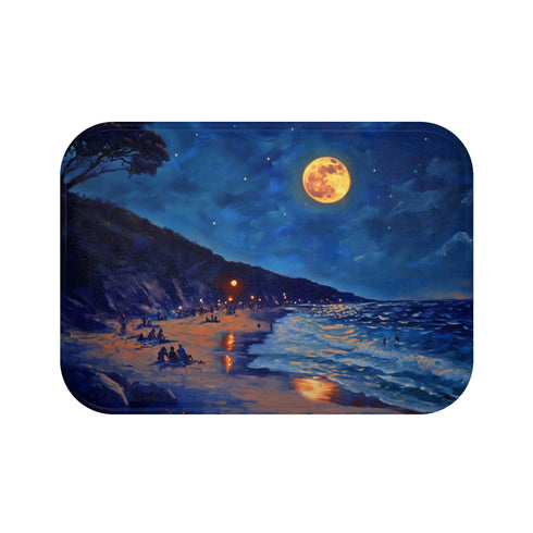 Moonlit Beach Night Bath Mat