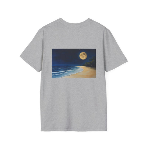 Moonlit Beach Night Tee: Full Moon Party Painting