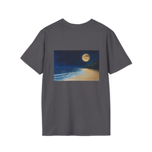 Moonlit Beach Night Tee: Full Moon Party Painting