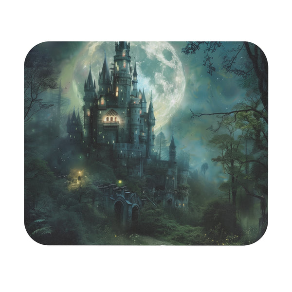 Moonlit Forest Castle Mouse Pad
