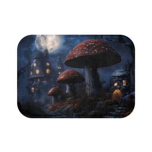 Moonlit Giant Mushroom City BathMat