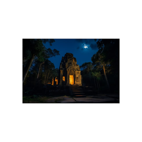 Moonlit Jungle Temple Night Scene