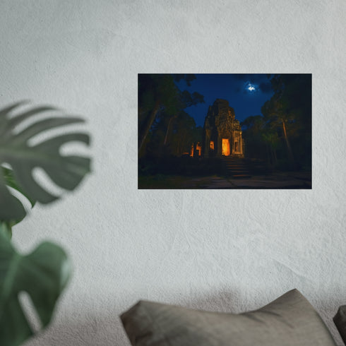 Moonlit Jungle Temple Night Scene