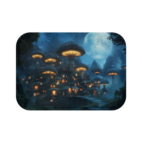 Moonlit Mushroom City Bath Mat