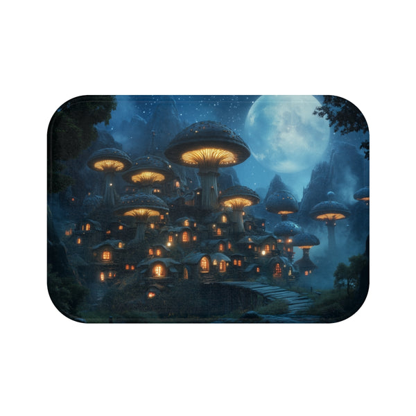 Moonlit Mushroom City Bath Mat