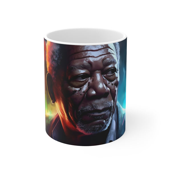 "Morgan Freeman Neon Mug: Colorful Watercolor"
