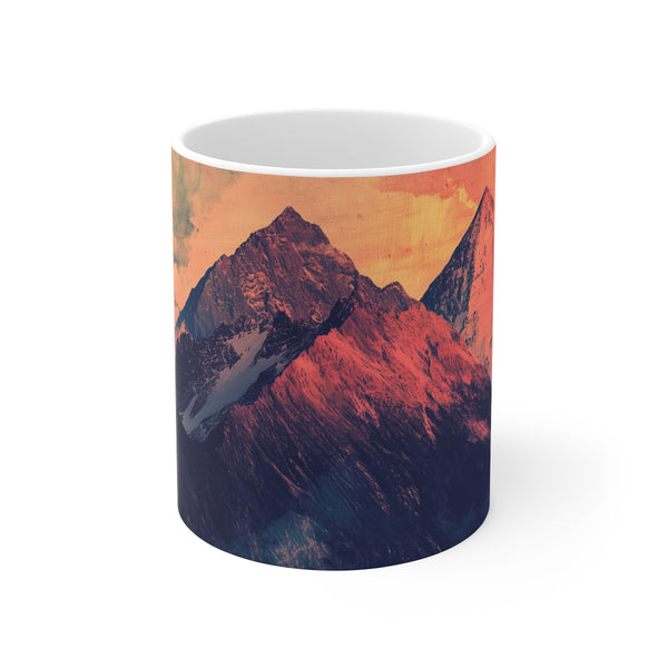 "Mountain Grunge Abstract Mug: Get your artistic fix!"