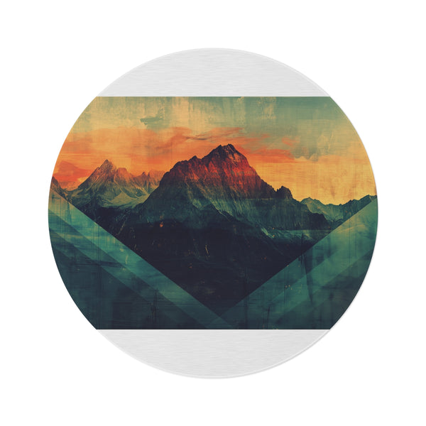 "Mountain Grunge Abstract Round Rug"