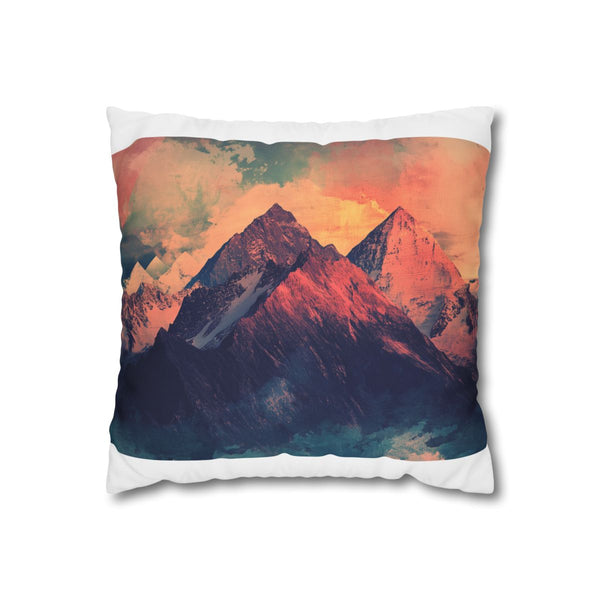 "Mountain Grunge Geometric Pillowcase: Bold Abstract Design"