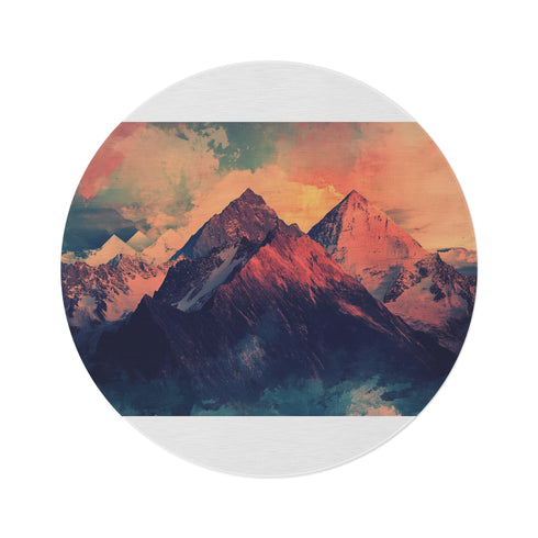 "Mountain Grunge Geometric Round Rug"