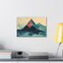 Abstract geometric mountain canvas art in vibrant colors for modern interiors.