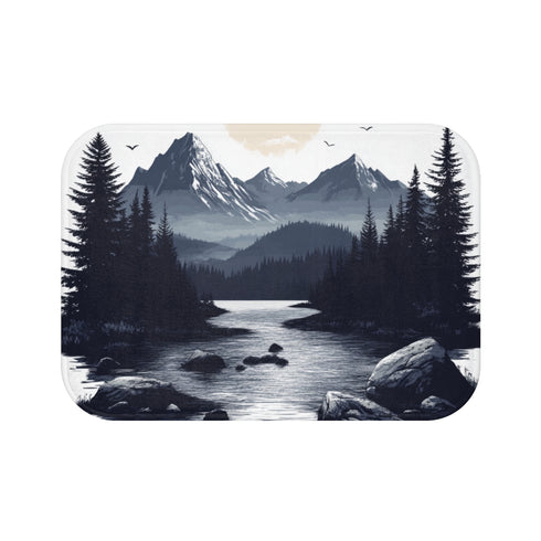 "Mountain River Edge Bath Mat"