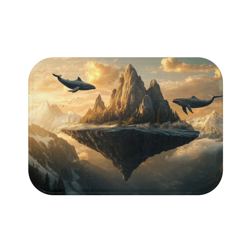 Mountain Scene Whale Bath Mat