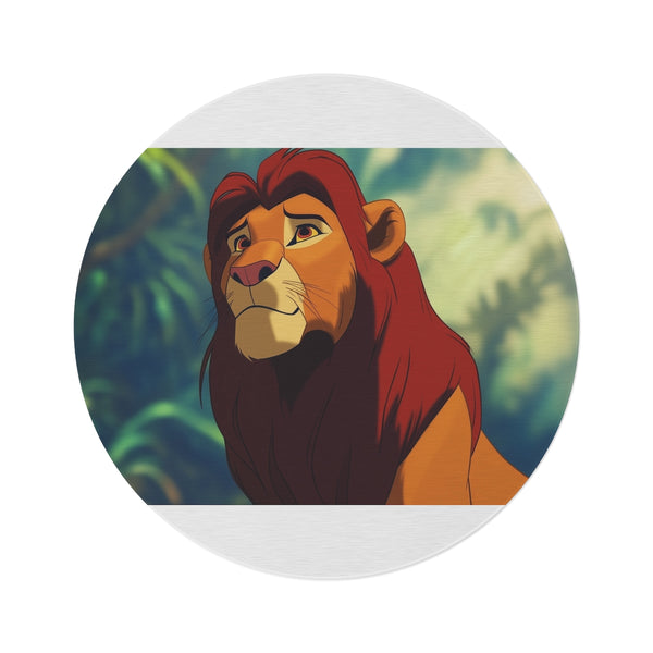 "Mufasa Lion Circle Rug: Majestic & Unique"
