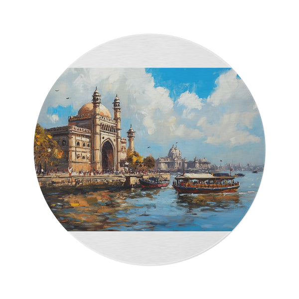 "Mumbai Maharashtra Gateway Round Rug"
