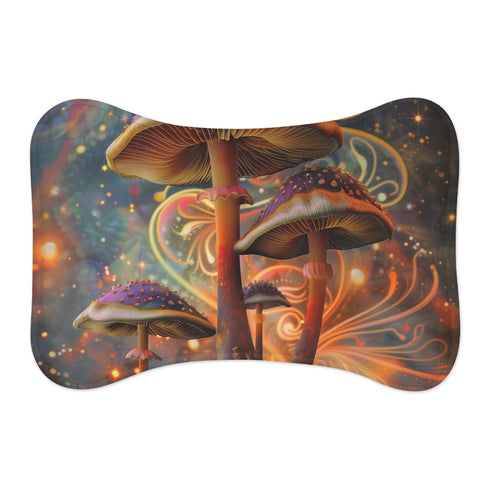 "Mushroom Dream Pet Mat: Groovy Fungi Design"