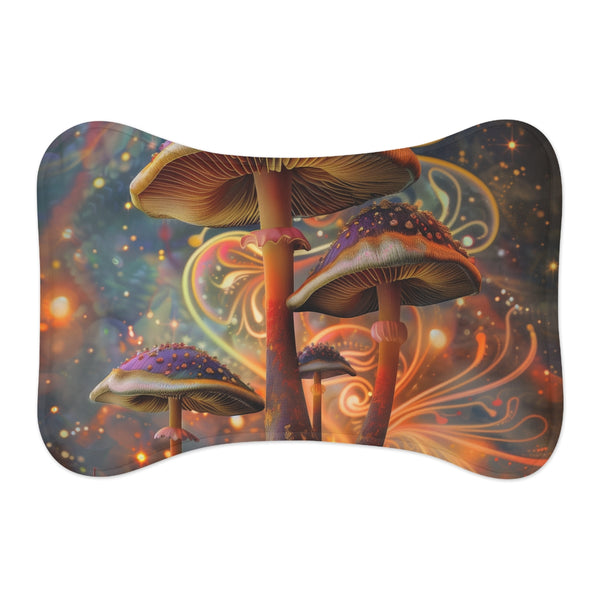 "Mushroom Dream Pet Mat: Groovy Fungi Design"