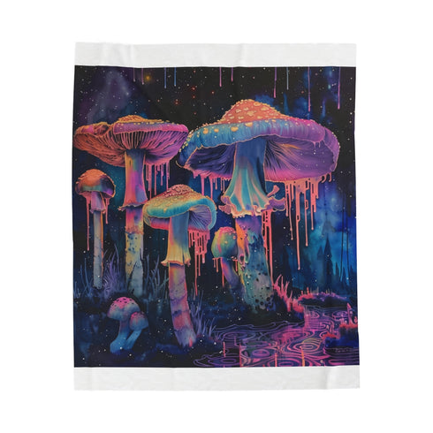 "Mushroom Dreams Psychedelic Plush Blanket"