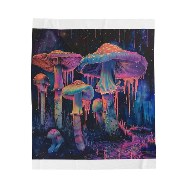 "Mushroom Dreams Psychedelic Plush Blanket"